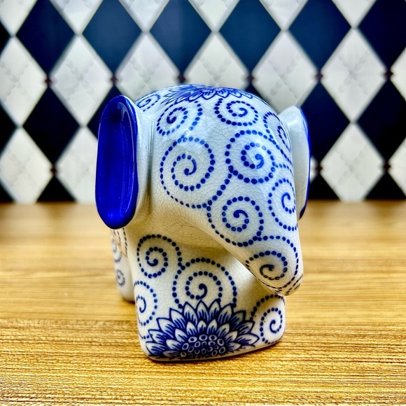 Turkish Porcelain Elephant Figurine Blue Floral Pattern Folk Art  Collectible - Picture 17 of 17
